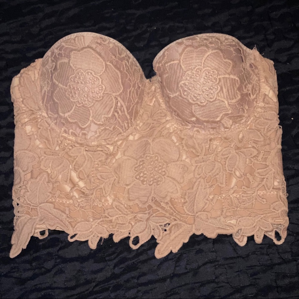 Embroidered Nude Bustier Top